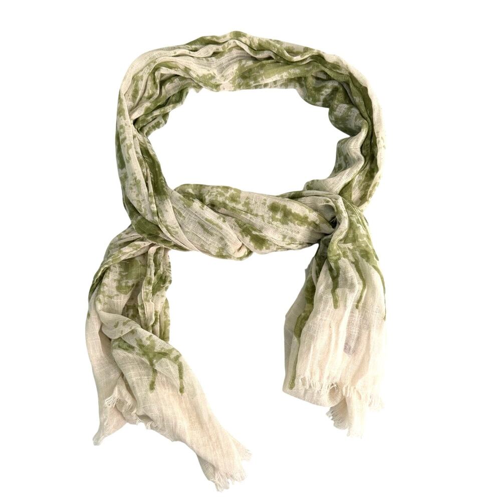 NWT Ten Thousand Villages splash drip print scarf green Made in India